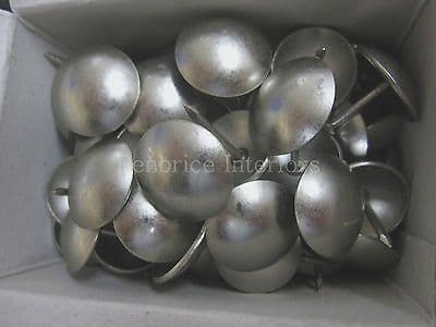 250 LARGE 19mm UPHOLSTERY NAILS Matt sheen silver PEWTER domed head pins studs 